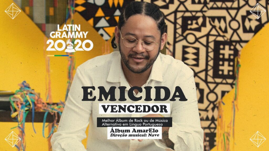 Rap Forte Emicida ganha o primeiro Grammy de sua carreira.