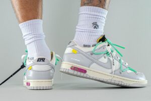 Rap Forte Detalhes do tênis nº 4 da Off-White X Dunk Low "THE 50"