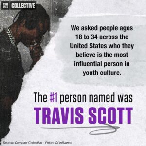 Rap Forte Travis Scott é eleito a pessoa mais influente na cultura jovem dos EUA